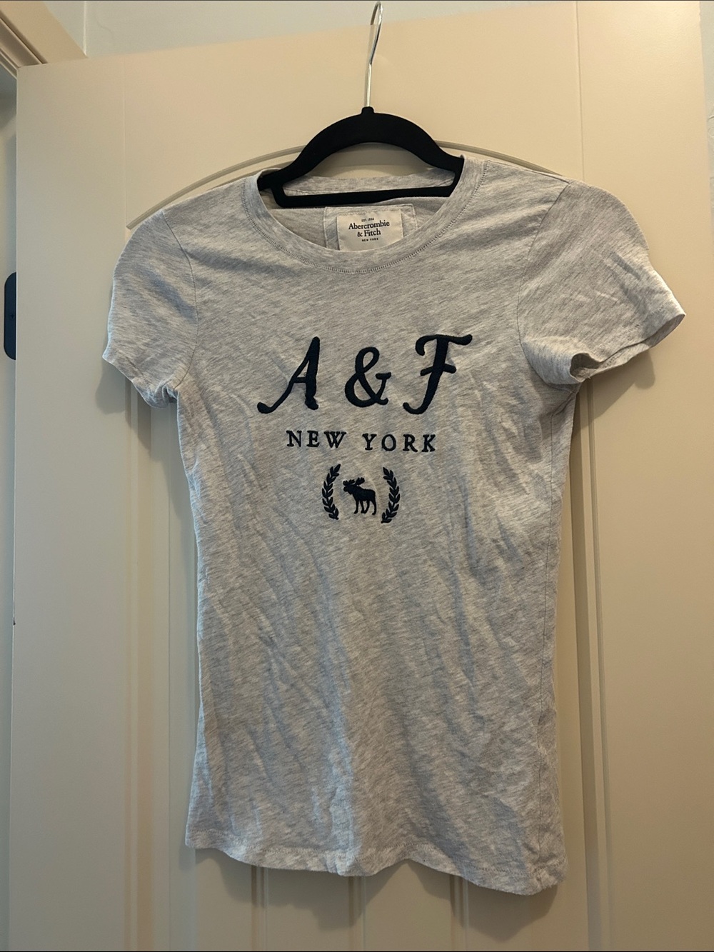 Abercrombie & Fitch Light Gray A & F New York Logo Tee